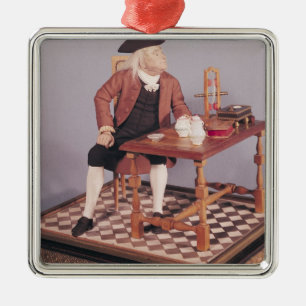 Model van Benjamin Franklin aan zijn tafel Metalen Ornament