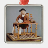Model van Benjamin Franklin aan zijn tafel Metalen Ornament (Voorkant)