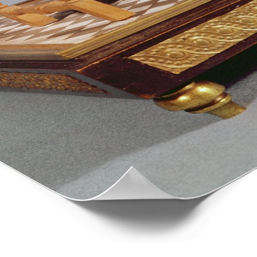 Model van Benjamin Franklin aan zijn tafel Poster (Hoek)