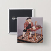 Model van Benjamin Franklin aan zijn tafel Vierkante Button 5,1 Cm (Voorkant /achterkant)
