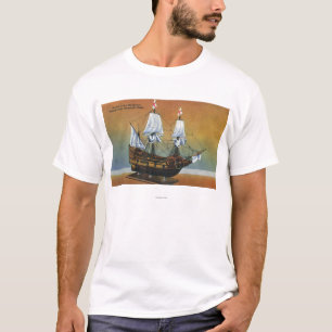 Model van de Mayflower in het Uitzicht van de Pilg T-shirt
