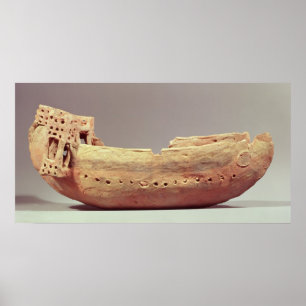 Model van een boot met een hoog benedendek poster