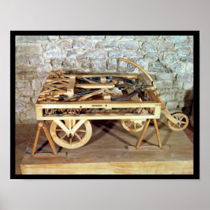 Model van een door veren aangedreven auto poster