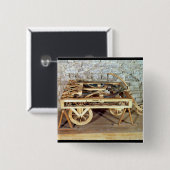 Model van een door veren aangedreven auto vierkante button 5,1 cm (Voorkant /achterkant)