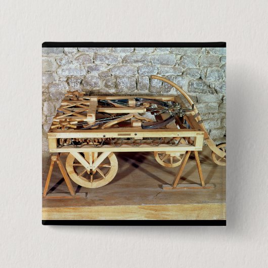 Model van een door veren aangedreven auto vierkante button 5,1 cm (Voorkant)