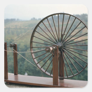 Model van een draaimachine vierkante sticker