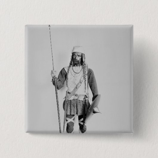 Model van een Frankisch krijger Vierkante Button 5,1 Cm (Voorkant)