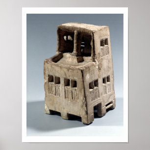 Model van een huis (kalksteen) poster