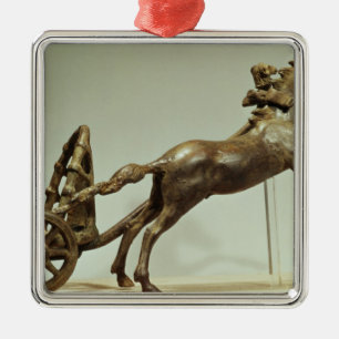 Model van een twee-paard-kariot metalen ornament