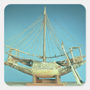 Model van een van de boten van de farao vierkante sticker