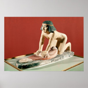 Model van een vrouw die graan fijnmaakt, het Oude  Poster