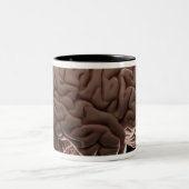 Model van het menselijk brein, studioshot tweekleurige koffiemok (Center)