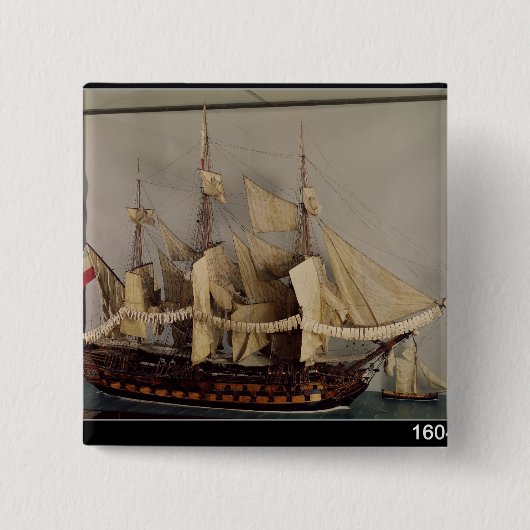 Model van het schip "L'Achille" Vierkante Button 5,1 Cm (Voorkant)