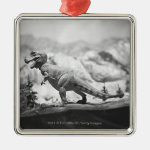 Model van tyrannosaurus rex B&W Metalen Ornament