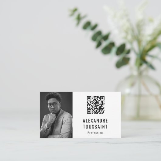 Model van visitekaartje Portrait & QR Code (Staand voorkant)