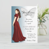 Model Vlinder Elegante Mode Show Uitnodiging (Staand voorkant)