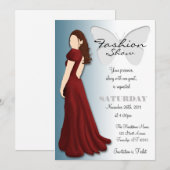 Model Vlinder Elegante Mode Show Uitnodiging (Voorkant / Achterkant)