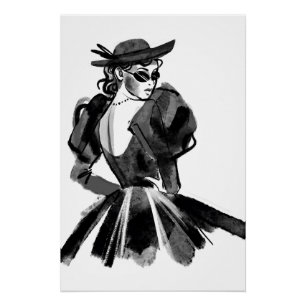 model voor geschetste Mode van couture Perfect Poster