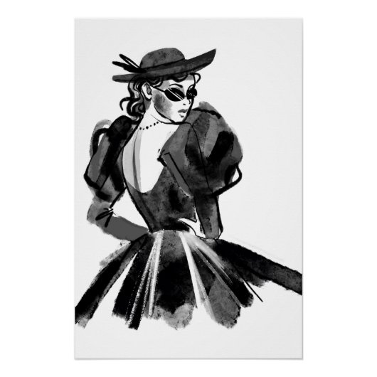 model voor geschetste Mode van couture Perfect Poster (Voorkant)