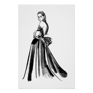 model voor geschetste mode van couture perfect poster