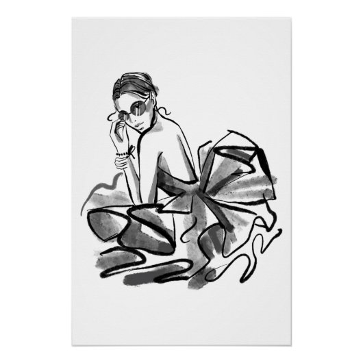 model voor geschetste Mode van couture Perfect Poster (Voorkant)