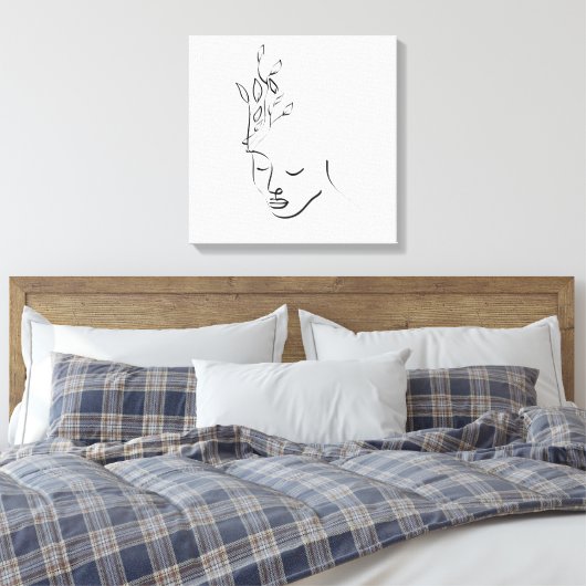 Model voor Mode Vrouw Face Canvas Afdruk (Insitu (Slaapkamer))