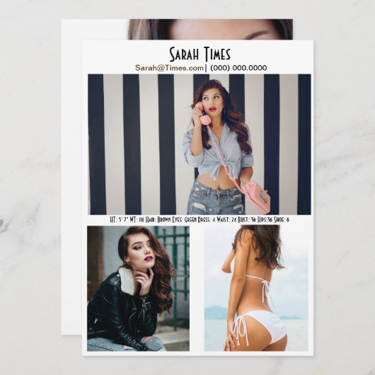 Model Vrouw Comp Card-Sjabloon Kaart (Voorkant / Achterkant)