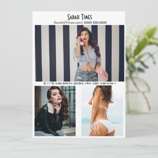 Model Vrouw Comp Card-Sjabloon Kaart (Staand voorkant)