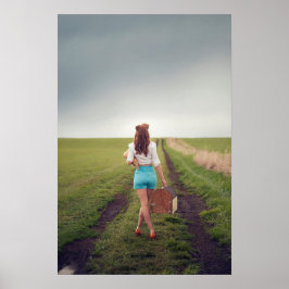Model "Vrouwen en weers" op een vuile wegfotografi Poster