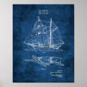 Model zeilboot blauwdruk #2 Nautical Decor Poster (Voorkant)