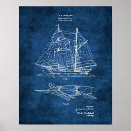 Model zeilboot blauwdruk #2 Nautical Decor Poster