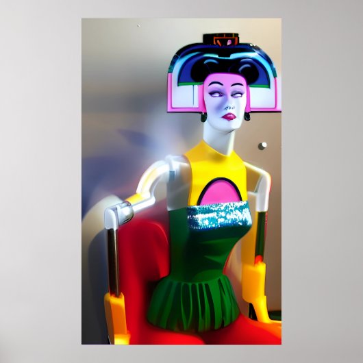 Model zitten voor een virtuele kunstenaar poster (Voorkant)