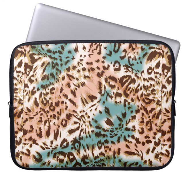 Modelafbeelding van luipaard, dierlijke afdruk laptop sleeve (Voorkant)
