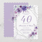 Modèle Anniversaire 40 ans Couleur Lavande Kaart (Voorkant / Achterkant)