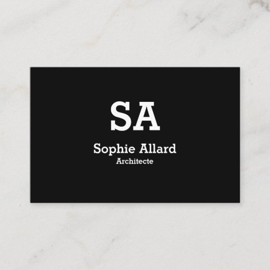 Modèle de carte de visite à initiales noir visitekaartje (Voorkant)