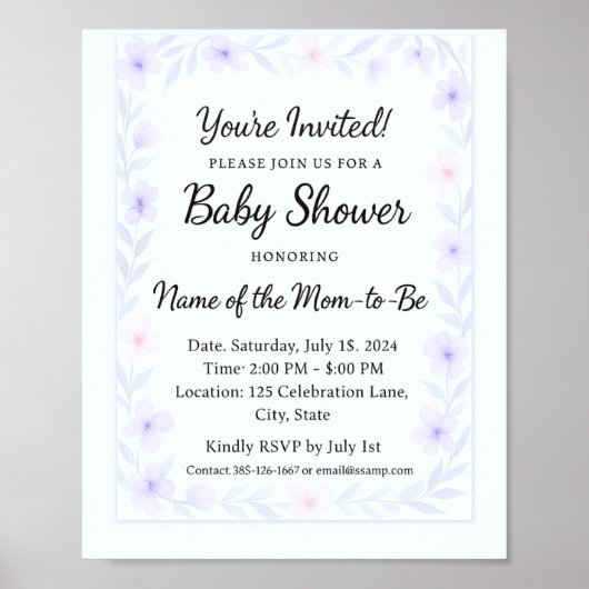 Modèle de lot de jeux de baby shower de fleurs sau poster (Voorkant)
