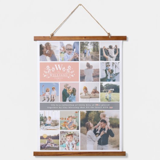 Modelformulier familienaam | 15 Foto-collage Hangend Wandkleed (Voorkant)
