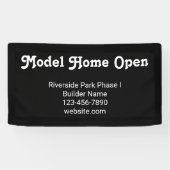 Modelhuis geopend Bouwer Nieuwe constructie Zwart Spandoek (Horizontaal)