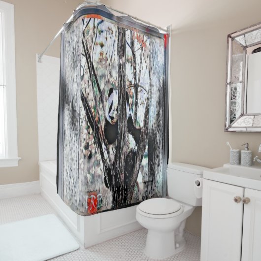 Modellen beer: Panda Life 01-03 Douchegordijn (In situ)