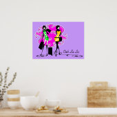 Modellen die paarse roze meisjes kopen poster (Keuken)
