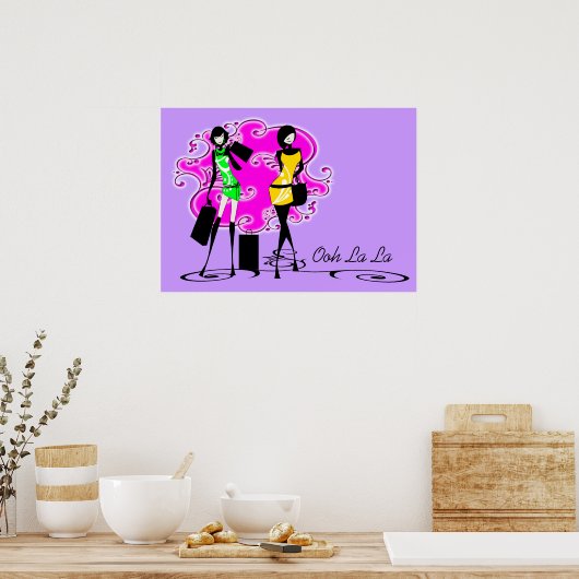 Modellen die paarse roze meisjes kopen poster (Keuken)