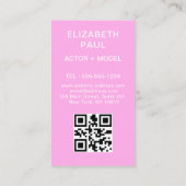 Modellen en Acteurs Headshot Foto Faux Pink Lijst Visitekaartje (Achterkant)