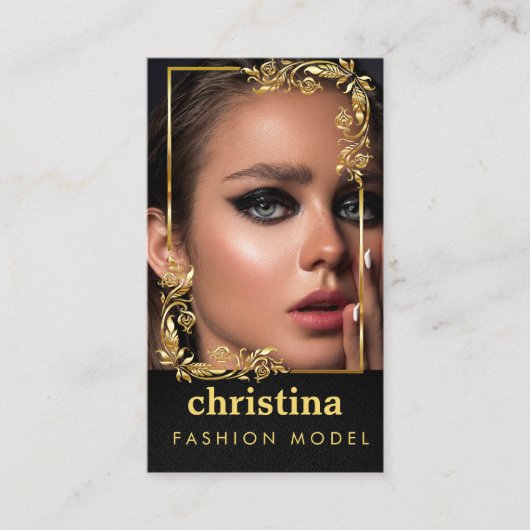 Modellen en Acteurs Modern Headshot Faux Gold Lijs Visitekaartje (Voorkant)
