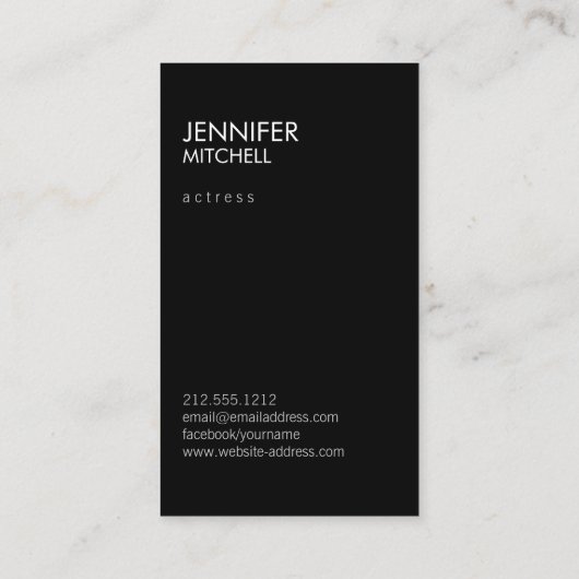 Modellen en acteurs Modern Headshot IV Visitekaartje (Achterkant)