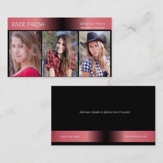 Modellen en Actors Headshot Visitekaartje (Voorkant / Achterkant)