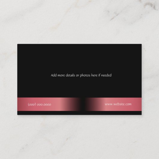 Modellen en Actors Headshot Visitekaartje (Achterkant)