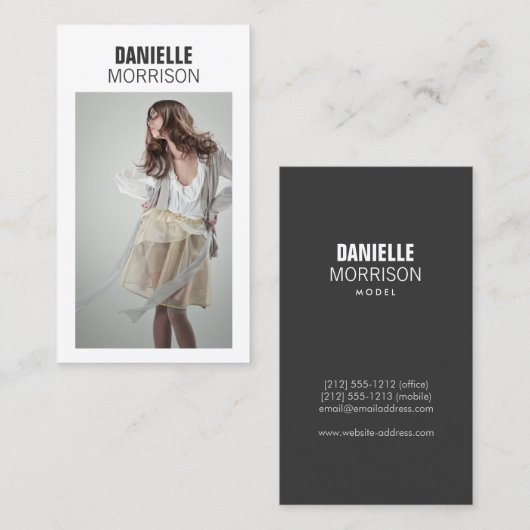 Modellen en Actors Modern Headshot Visitekaartje (Voorkant / Achterkant)