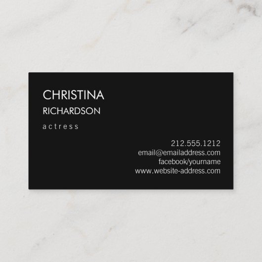 Modellen en Actors Modern Headshot Visitekaartje (Achterkant)