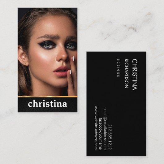 Modellen en Actors Modern Headshot Visitekaartje (Voorkant / Achterkant)