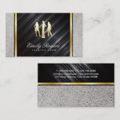 Modellen / Metallic & White Leather / Gold Trim Visitekaartje (Voorkant / Achterkant)